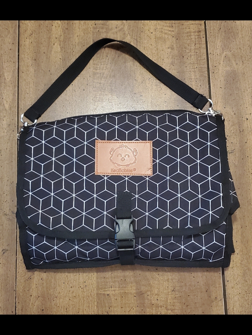 Black Geometric Baby Bag for Changing Babies On The Go.